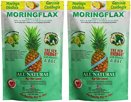 Moringflax Bag Formula 100 Natural Canadian Flax Seed with Garcinia Cambogia and Moringa Oleifera Bag, Tan, 16 Ounce - 2 Pack Leonflax