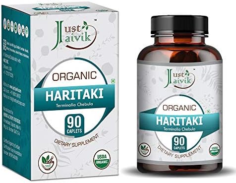 Just Jaivik Organic Haritaki (Terminalia Chebula) Tablets (Таблетки) As Dietary Supplements - 750mg (90 Tablets) | Detoxification & Rejuvenation for Vata Just Jaivik