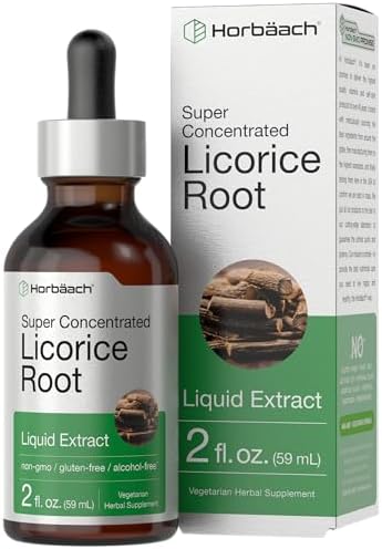 Horbäach Licorice Root Extract | 2 fl oz (Жидкие унции) | Alcohol Free Tincture | Vegetarian, Non-GMO, Gluten Free Liquid (Жидкость) Horbäach