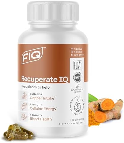 FIQ - Recuperate IQ - 5-in-1 Copper Supplements with Copper Bisglycinate - Easy-to-Swallow 2 mg Capsules (Капсулы) - High Absorption, Boosts Energy - 60 Capsules FIQ