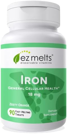 EZ Melts Dissolvable Iron Supplement 18 mg, Sugar-Free, 3-Month Supply EZ Melts