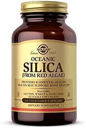 Solgar Oceanic Silica from Red Algae 25 mg, 100 Vegetable Capsules (Растительные капсулы) - Excellent Source of Calcium, Supports Bone Health - Non-GMO, Vegan, Gluten Free, Dairy Free, Kosher - 50 Servings (Порции) Solgar