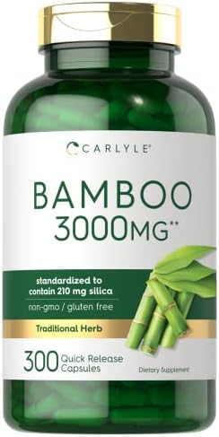 Carlyle Bamboo Extract Capsules (Капсулы) | 3000mg | 300 Count | 210mg Silica | Non-GMO, Gluten Free Supplement Carlyle