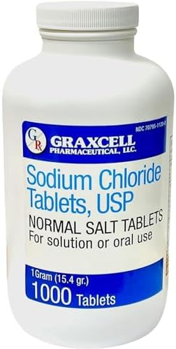 Sodium Chloride Tablets (Таблетки) 1gm | Electrolyte Salt for POTS Syndrome and Dysautonomia Support | Rapid Rehydration| 15.4gr. | 300 Count | Made in The USA Graxcell