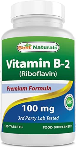 Best Naturals Vitamin B2 (Riboflavin) 100 mg 180 Tablets (Таблетки) - Premium Formula - 3rd Party Lab Tested Best Naturals