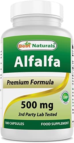 Best Naturals Alfalfa Green Super Food 500 mg 180 Capsules (Капсулы) (180 Count (Pack of 1)) Best Naturals