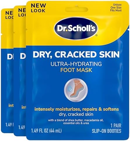 Dr. Scholl's Dry, Cracked Skin, Ultra Hydrating Foot Mask, 3 Pairs Moisturizing Socks: Intensely Moisturizes Repairs and Softens Rough Dry Skin with Urea & Essential Oils for Dry Cracked Feet Dr. Scholl's