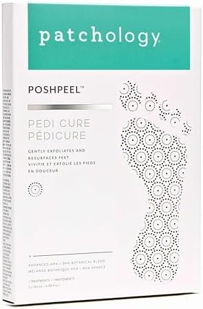 Patchology PoshPeel Pedi Cure - Foot Peel Mask Soak Treatment, Pedicure Foot Spa, Feet Peeling Mask, Pedicure Booties w/Deep Exfoliation for Baby-soft Skin, Pedicure Supplies for Foot Care, 1 Pair Patchology