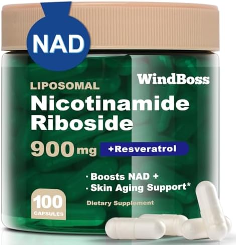 Liposomal Nicotinamide Riboside, 900mg NAD+ Supplement NMN Supplement Alternative, NAD Supplement for Anti-Aging, Energy, Focus - 100 Capsules (Капсулы) WindBoss