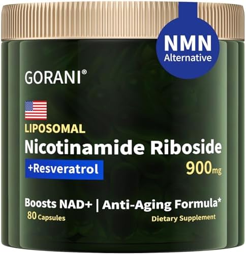 Gorani NAD+ Supplement 900mg - Nicotinamide Riboside and NMN for Boosting Cellular Energy & Anti-Aging (80 Count (Pack of 1)) Gorani