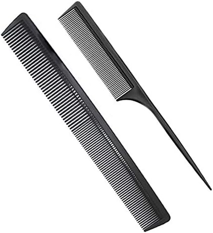 Professional Teasing Comb, Fine and Wide Tooth Hair Barber Comb, Black Carbon Fiber Cutting / Styling / Hairdressing Comb For All Hair Types Aft90