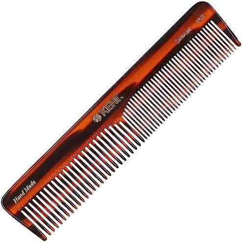 KENT Hair Comb, 1 Pack - Handmade Cellulose Acetate Fine Tooth, Wide Tooth, and Detangling Comb for Men and Women, Mustache Comb for All Hair Types, Graphite Kent