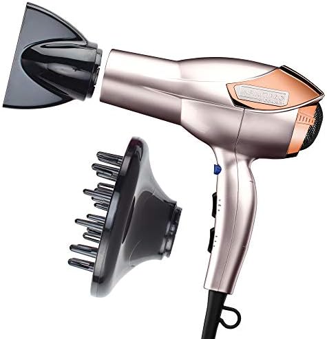 INFINITIPRO BY CONAIR Hair Dryer with Diffuser | AC Motor Pro Hair Dryer with Ceramic Technology | Includes Diffuser and Concentrator | Black | Packaging May Vary Conair