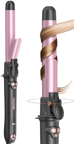 Wavytalk Rotating Curling Iron, 1 Inch Automatic Waver for Effortless Waves up to 430℉ with Home Button, Pale Pink Wavytalk