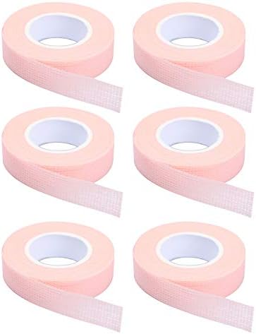 6 Rolls Eyelash Tape,Adhesive Fabric Eyelash Extension Tape,Breathable Micropore Fabric Tape for Eyelash Extension Supplies,9 m/10 Yard Each Roll (Pink) Jassins