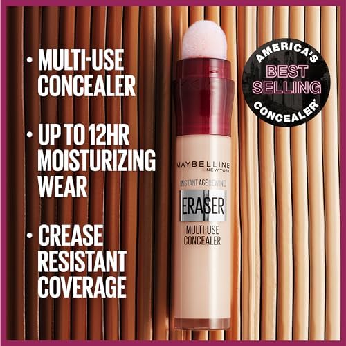 Maybelline Instant Age Rewind Eraser Dark Circles Treatment Multi-Use Concealer, 100, 1 Count (Packaging May Vary) MAYBELLINE