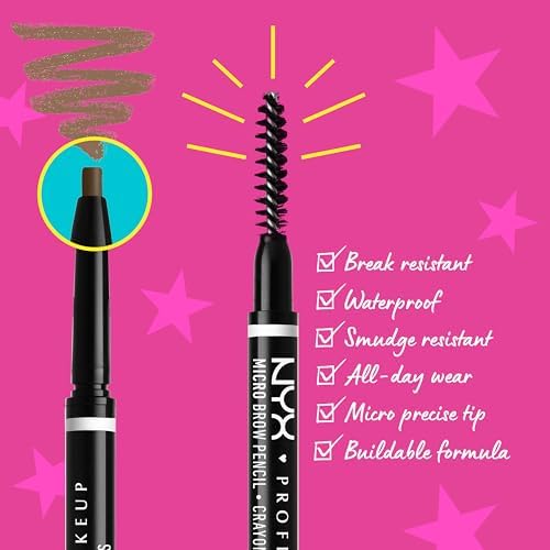 NYX PROFESSIONAL MAKEUP Micro Brow Pencil (Ash Brown) + Brow Glue (Clear), 2-Pack Bundle Nyx