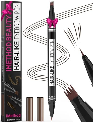 iMethod Microblading Eyebrow Pen - Eyebrow Pencil Magical 2-in-1 Dual-Ended Eye Brow Pencils for Women with 4-Fork-Tip & Precise Brush-Tip Create Natural Hair-Like Brows, Last All-Day, Light Brown IMethod