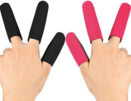 6 Pieces High Heat Resistant Finger Protection Guards Thermal Finger Covers for Curling and Flat Irons, Wands, Blow Dryers Hair Dye Heat Protector Glove, Black and Rose Red, Thumb and 2 Fingers Nuanchu