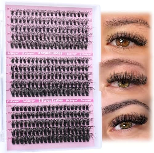 Fluffy Volume Lash Clusters DIY Lash Extension 300pcs Clusters Lashes D Curl Eyelash Extension 8-16mm Individual Lashes Mink for Self Application at Home by Focipeysa (Mink Lash Clusters 8-16mm) Focipeysa