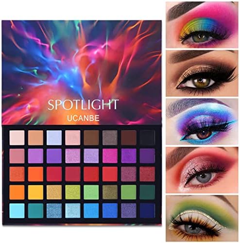 UCANBE Spotlight Eyeshadow Palette Professional 40 Color Eye Shadow Matte Shimmer Makeup Pallet Highly Pigmented Colorful Powder Long Lasting Waterproof Eye Shadow UCANBE