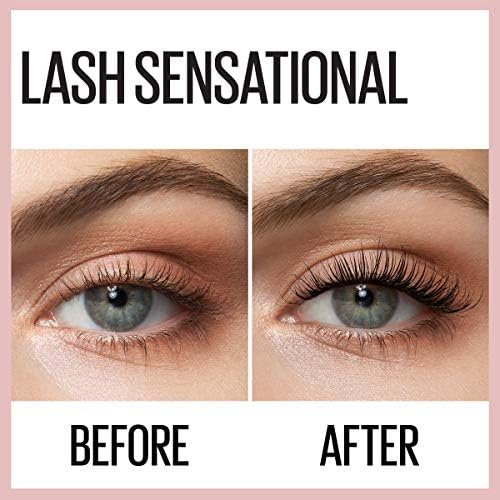 Maybelline Lash Sensational Waterproof Mascara, Lengthening and Volumizing for a Full Fan Effect,Very Black, 1 Count MAYBELLINE