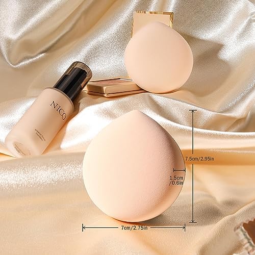 FERYES Large Teardrop Powder Puff for Powder Foundation & Concealer, Makeup Setting - Makeup Puff for Loose Powder, Cosmetics, 2 PCS FERYES