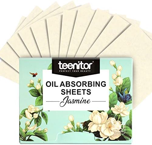 Teenitor Oil Absorbing Sheets for Face, 1000 Sheets Jasmine Oil Blotting Paper for Oily Skin, Natural Oil Control Film Oil Blotting Sheets for Face Men Women, Face Oil Sheets Teenitor