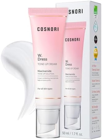 COSNORI W. Dress Tone-up Cream (Крем) - Instant Toning Effect – Evens Out Skin Tone - No Makeup Natural Look - 24hr Lasting Hydrating & Sebum Control Face and Body – Vegan, No Animal Tested – 1.69 oz (Унции) Cosnori