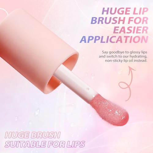 LANGMANNI Moisturizing Lip Oil,No-Sticky Lip Gloss Lip Balm Lip Care,Fruit Flavoured Lip Oil For Dry Lip's Moisturizing Hydrating And Nourishing ((Cherry)) LANGMANNI