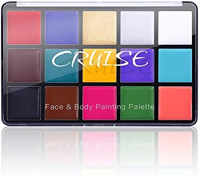 UCANBE Face Body Paint Oil, Professional 15 Colors FX Makeup Palette- Non Toxic Hypoallergenic Safe Facepaint for Halloween, Cosplay Costumes, Parties and Festivals UCANBE