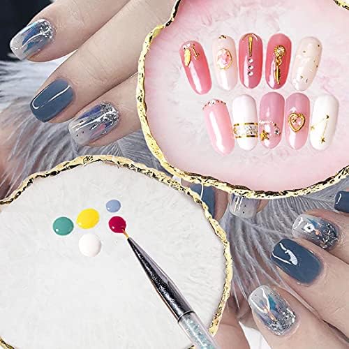 2 Pack Resin Nail Art Palette, Nail Painting Mixed Color Palette, Gilded Edge Nail Gel Color Makeup Display Board Pallet (White+Pink) GAOSENLONK