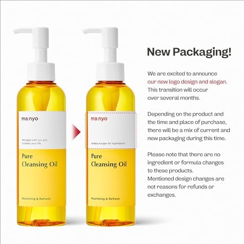 MANYO FACTORY Pure Cleansing Oil 6.7 fl oz (200ml) Korean Facial Cleanser, Blackhead Melting, Daily Makeup Removal with Argan Oil, for Women Ma:nyo