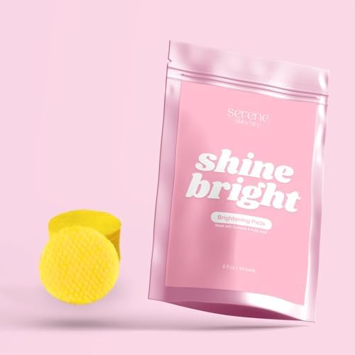 Serene Turmeric Kojic Acid Cleansing Pads - Serene Shine Bright Face Pads for Dark Spots, Brightens and Evens Out Skin Tone Naturally, Reveal a Glowing Complexion in Just One Use (40 Pads) SHDONGUR