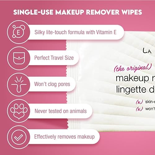 LA Fresh Makeup Remover Wipes with Vitamin E - Make up Remover Wipes for Face, Eyes, Lips - Face Wipes Travel Essentials - Case of 50ct Makeup Wipes La Fresh