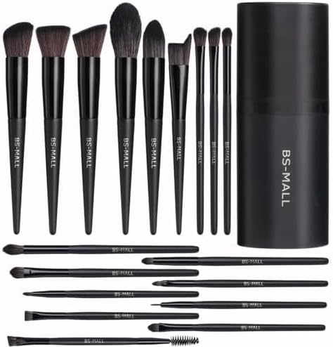 BS-MALL Makeup Brush Set 18 Pcs Premium Synthetic Foundation Powder (Порошок) Concealers Eye shadows Blush Makeup Brushes with black case Bs-Mall