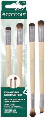 EcoTools Enhancing Eye Brush Set, Makeup Brushes For Liquid (Жидкость), Cream & Powder (Порошок) Eyeshadow & Eye Liner Application, Dual-Sided & Eco-Friendly, Synthetic Bristles, Cruelty-Free, 2 Piece Set EcoTools