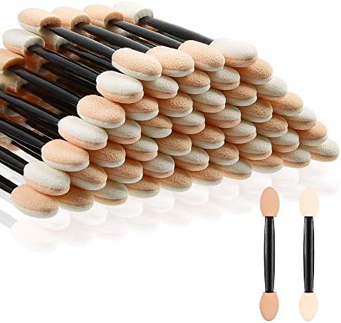 MORGLES Eyeshadow Applicators, 50pcs Eyeshadow Brush 2.4 Inch Eye Shadow Applicator Sticks Double Sided, Makeup Applicator for Women Girls, Black MORGLES