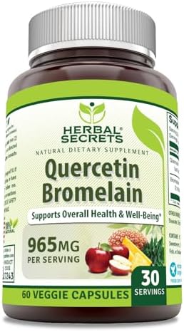 Herbal Secrets Quercetin 800 Mg with Bromelain 165 Mg Supplement | 60 Veggie Capsules (Капсулы на растительной основе) | Non-GMO | Gluten-Free | Made in USA Herbal Secrets