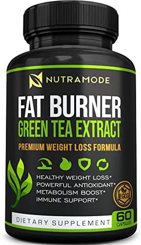 Premium Green Tea Extract Fat Burner Supplement with EGCG-Natural Appetite Suppressant-Healthy Weight Loss Diet Pills That Work Fast for Women and Men-Detox Metabolism Booster to Burn Belly Fat Fast NUTRAMODE