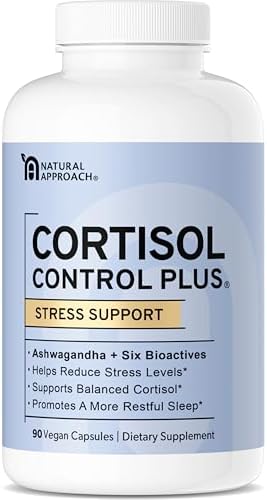 Cortisol Supplement - Cortisol Control Plus Supports Stress Relief, Mood, Calm & Restful Sleep* - Cortisol Manager Supplement for Women and Men - Powerful Adaptogen & Vitamin Blend - 90 Capsules (Капсулы) Natural Approach