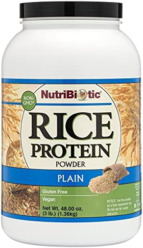 NutriBiotic Plain Rice Protein, 3 Lb (1.36kg) | Low Carb, Vegan & Raw Protein Powder (Порошок) | Grown and Processed Without Chemicals, Gluten or GMOs | Keto Friendly & Easy to Digest NutriBiotic