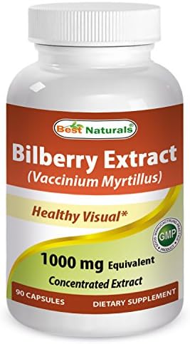 Best Naturals Bilberry Extract 1000mg Capsule (Non-GMO) Supports Healthy Vision, 90 Count Best Naturals