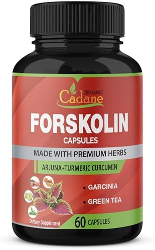 Organic Forskolin Supplements Capsules (Капсулы) 5000Mg with Turmeric Curcumin, Arjuna, Garcinia Cambogia, Green Tea - Support Energy Production, Immune System & Body Management Organic Cadane