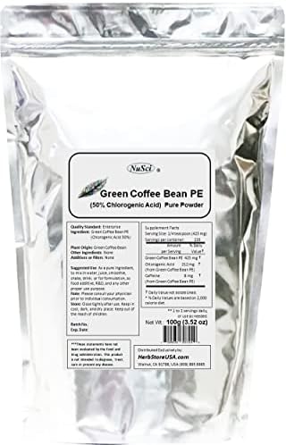 Green Coffee Bean Extract Powder (Порошок), Standardized 50% Chlorogenic Acid (100 Grams (3.52 oz (Унции))) NuSci