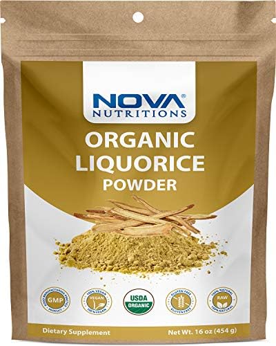 Nova Nutritions Certified Organic Licorice/Liquorice Root Powder (Порошок) 16 OZ (454 gm) - Also Called Glycyrrhiza glabra Nova Nutritions