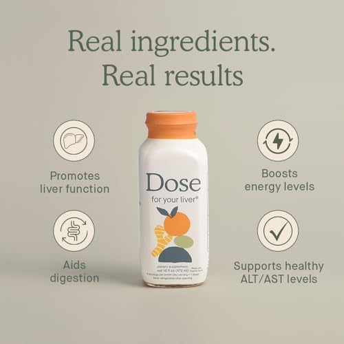 DOSE Liver Support Supplement Shot | Cleanses Promotes & Ensures Optimal Liver Function | Non GMO, Vegan, Gluten Free, Kosher Pareve, Zero Sugar & Zero Calorie | 16oz Bottle – 3 Pack (3 Weeks Supply) DOSE