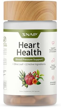 Snap Supplements Heart Health, Support Healthy Blood Pressure and Circulation, Olive Leaf Extract, COQ10, Garlic Extract, 90 Capsules (Капсулы) Snap Supplements