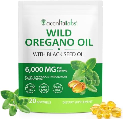 Oil of Oregano Softgels 6000mg Per Serving - Oil of Oregano with Black Seed Oil - Potent Carvacrol & Thymoquinone | Immune Support, Digestive Health & Antioxidant | Non-GMO, Gluten-Free, Dairy-Free WLCTJIAYOU