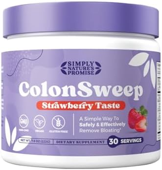 ColonSweep - Strawberry Flavored Probiotic Psyllium Husk Powder (Порошок) Colon Cleanser,7.8 oz (Унции). Gluten Free Fiber Supplement Support for Gut Health - Safe Colon Cleanse for Bloating Relief & Detox- 30 Servings (Порции) COLON SWEEP